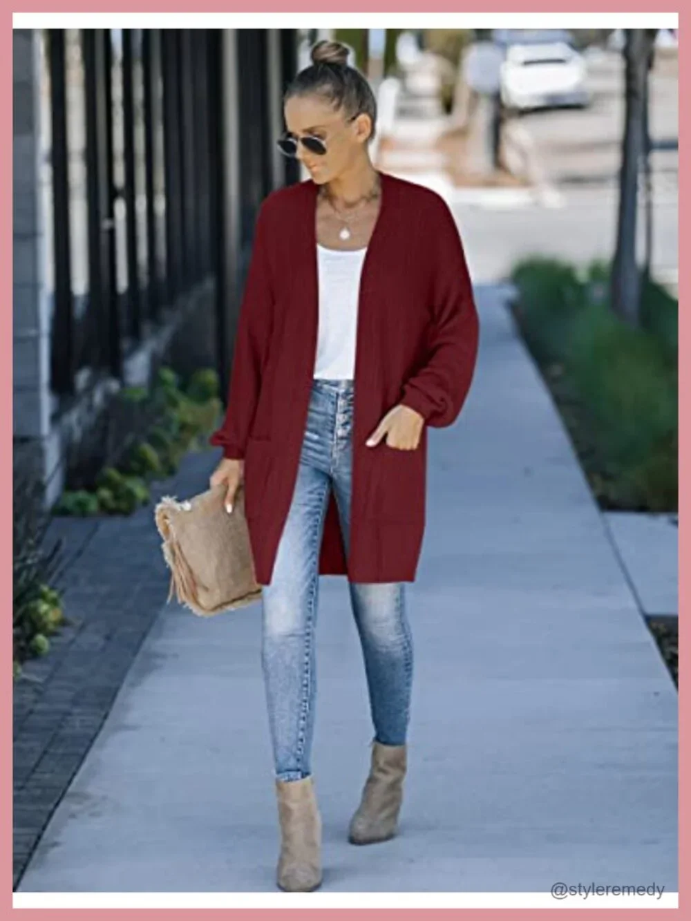 Chunky Knit Cardigan Open Front Oversized Lantern Sleeve Winter